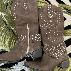 Studded Brown Western Boots
